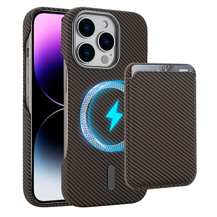 Carbon Fiber MagSafe Magnetic Card Holder Phone Case - For iPhone 14 / 14 Plus / 14 Pro / 14 Pro Max