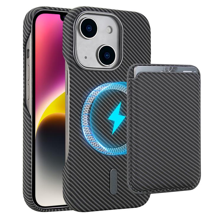 Carbon Fiber MagSafe Magnetic Card Holder Phone Case - For iPhone 14 / 14 Plus / 14 Pro / 14 Pro Max