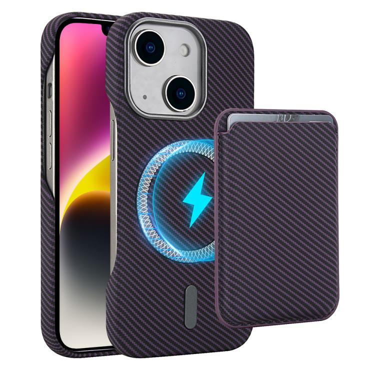 Carbon Fiber MagSafe Magnetic Card Holder Phone Case - For iPhone 14 / 14 Plus / 14 Pro / 14 Pro Max