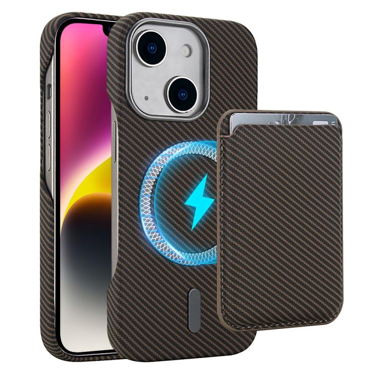 Carbon Fiber MagSafe Magnetic Card Holder Phone Case - For iPhone 14 / 14 Plus / 14 Pro / 14 Pro Max