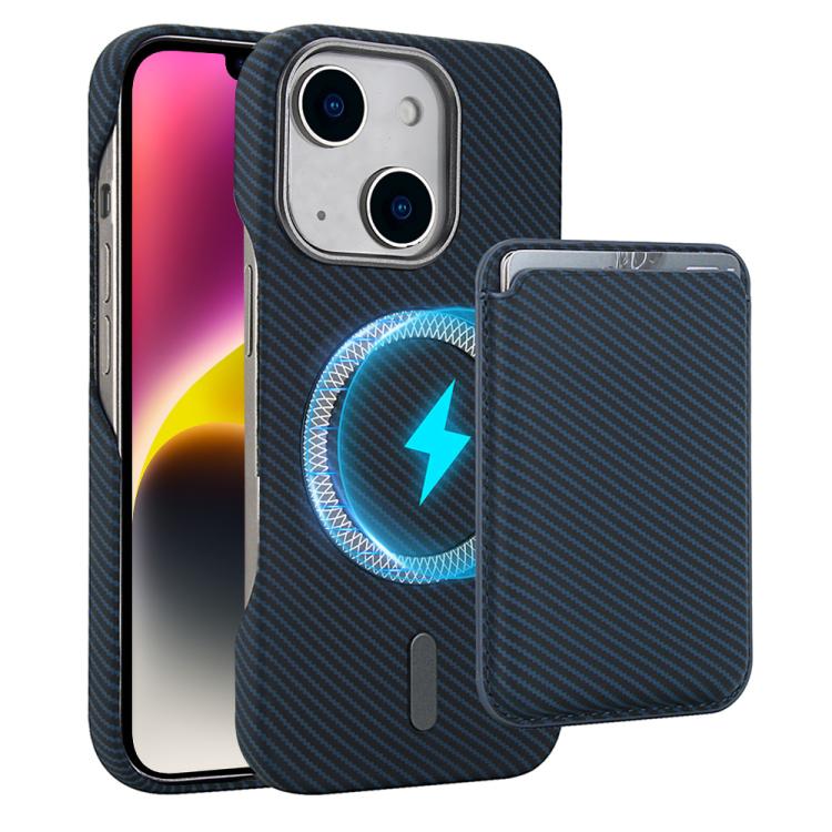 Carbon Fiber MagSafe Magnetic Card Holder Phone Case - For iPhone 14 / 14 Plus / 14 Pro / 14 Pro Max