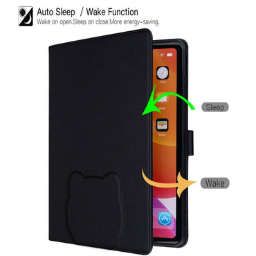 Cat Skin-feel Litchi PU Leather Smart Tablet Case - For iPad Air 13 / Mini (2024) / Mini 6 / iPad 10.2