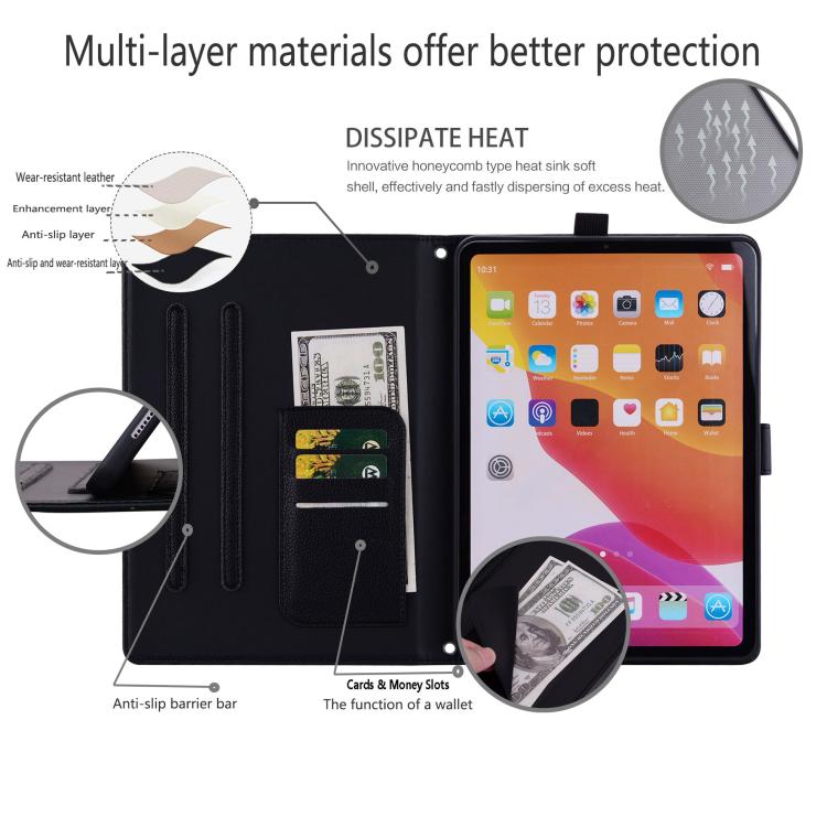 Cat Skin-feel Litchi PU Leather Smart Tablet Case - For iPad Air 13 / Mini (2024) / Mini 6 / iPad 10.2