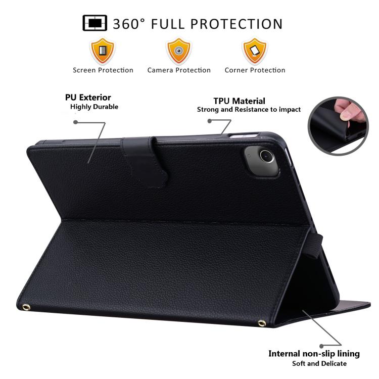 Cat Skin-feel Litchi PU Leather Smart Tablet Case - For iPad Air 13 / Mini (2024) / Mini 6 / iPad 10.2