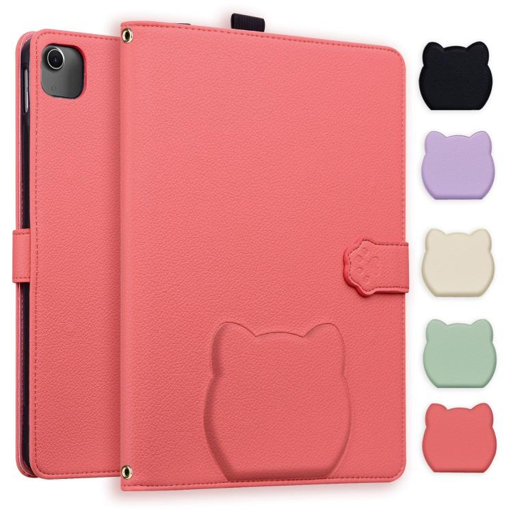 Cat Skin-feel Litchi PU Leather Smart Tablet Case - For iPad Air 13 / Mini (2024) / Mini 6 / iPad 10.2