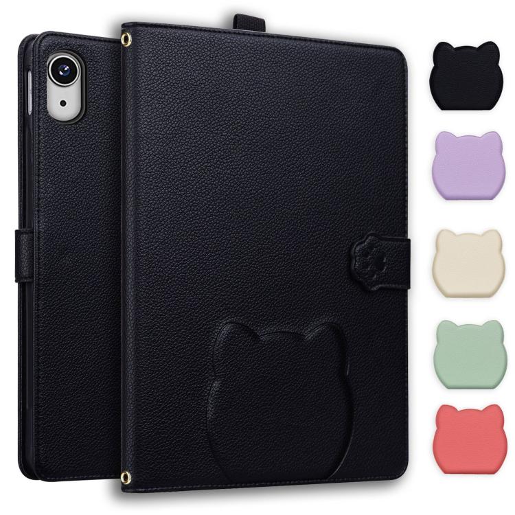 Cat Skin-feel Litchi PU Leather Smart Tablet Case - For iPad Air 13 / Mini (2024) / Mini 6 / iPad 10.2