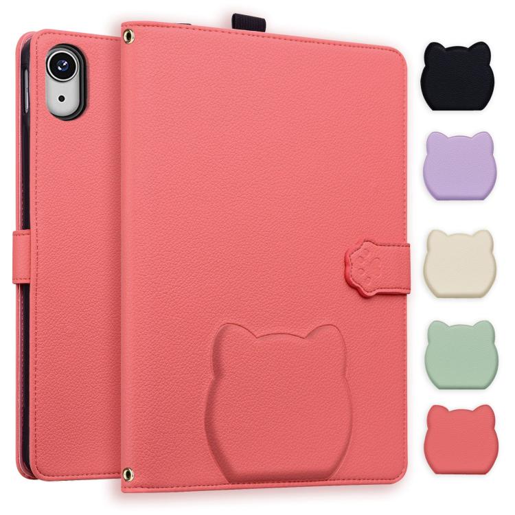 Cat Skin-feel Litchi PU Leather Smart Tablet Case - For iPad Air 13 / Mini (2024) / Mini 6 / iPad 10.2