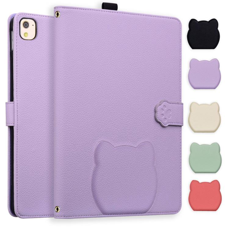 Cat Skin-feel Litchi PU Leather Smart Tablet Case - For iPad Air 13 / Mini (2024) / Mini 6 / iPad 10.2
