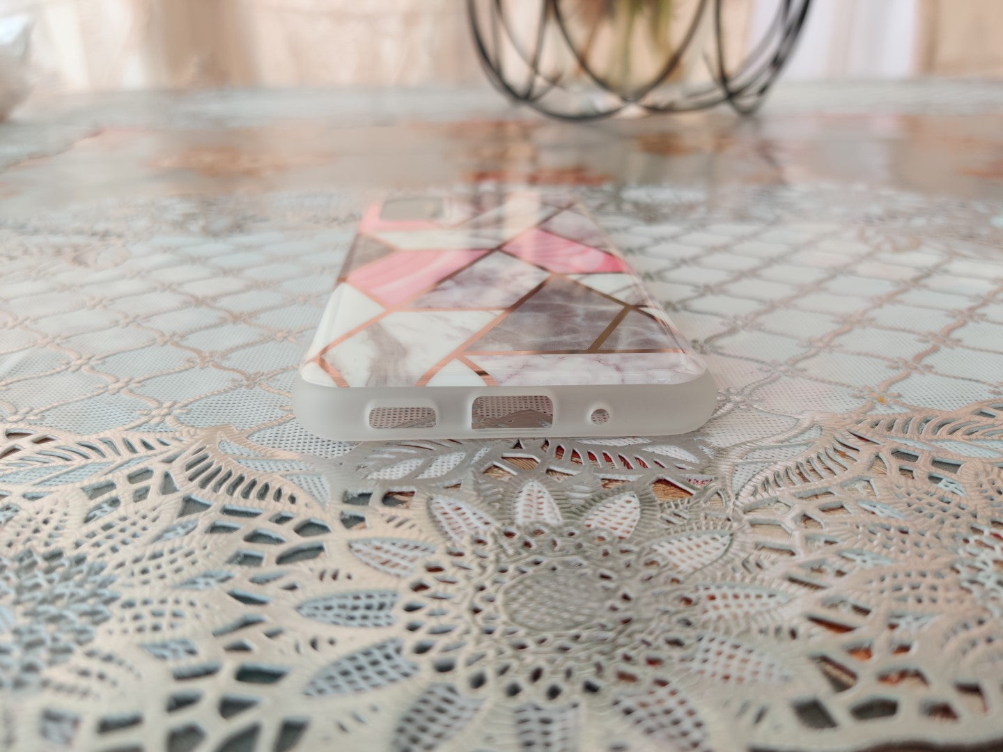 Marble Geometric TPU Coral Case - For Samsung Galaxy S20 - mosaccessories