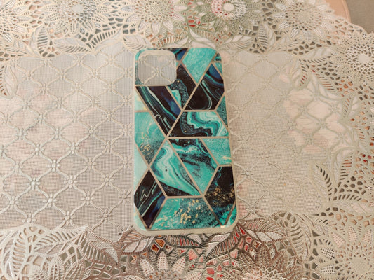 Marble Geometric TPU Blue Case - For iPhone 11 - mosaccessories