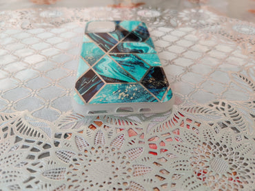 Marble Geometric TPU Blue Case - For iPhone 11 - mosaccessories
