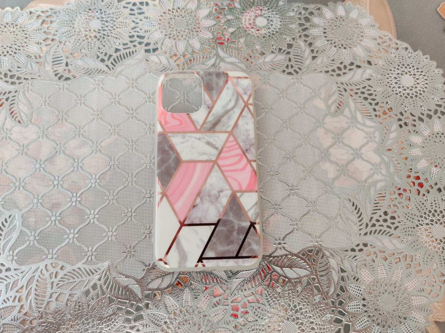Marble Geometric TPU Coral Case - For iPhone 11 - mosaccessories