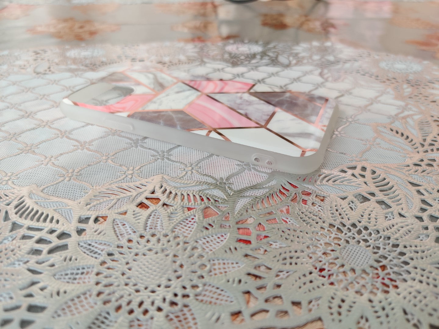 Marble Geometric TPU Coral Case - For iPhone 11 - mosaccessories
