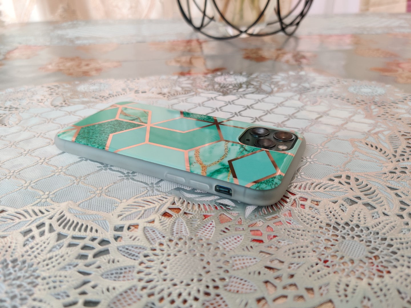 Marble Geometric TPU Green Case - For iPhone 11 Pro - mosaccessories