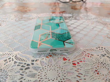 Marble Geometric TPU Green Case - For iPhone X / Xs - mosaccessories