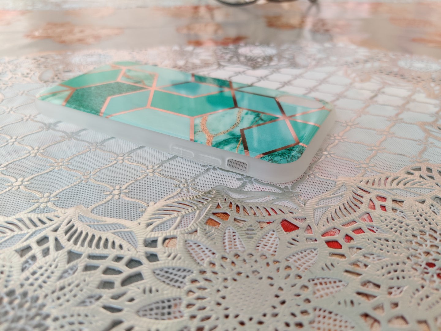 Marble Geometric TPU Green Case - For iPhone X / Xs - mosaccessories