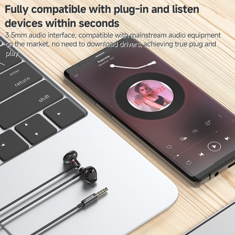 Yesido YH47 3.5mm Metal Line-Control In-Ear Wired Earphones