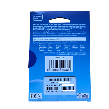 O2 Pay As You Go Sim Card - £30