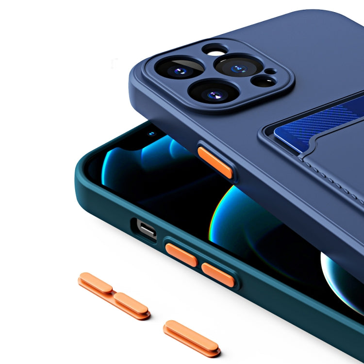 Skin Feel Card Slot Contrast Colour Button TPU Phone Case - For iPhone 15 Pro Max - mosaccessories