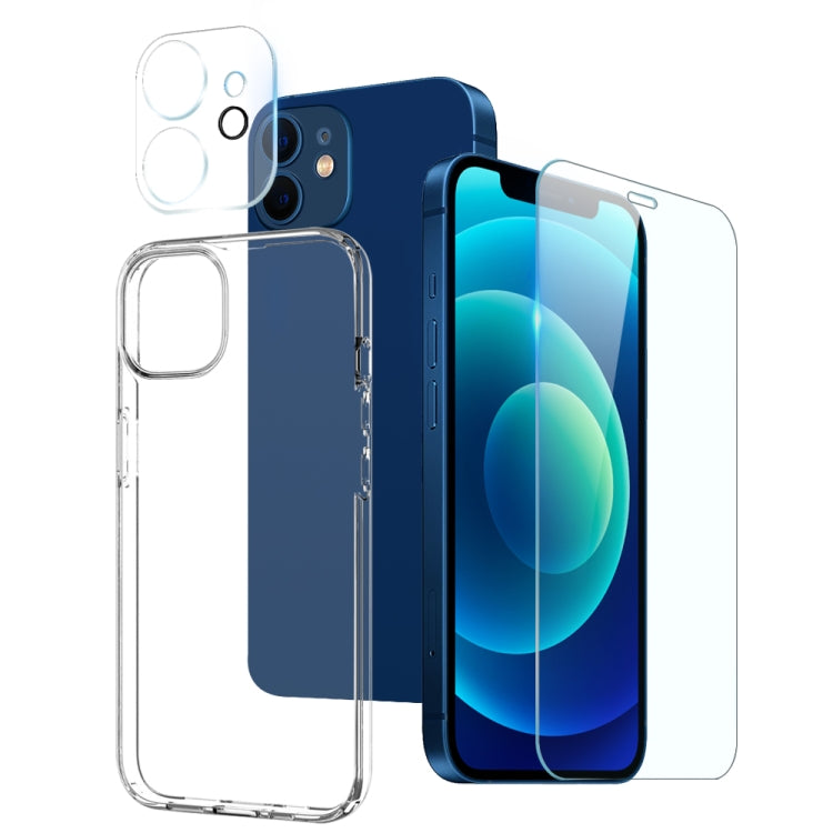 NORTHJO 3 in 1 TPU Clear Phone Case with Screen Film and Lens Film - For iPhone 17 / 16 / 15 / 14 / 13 / 12 Series