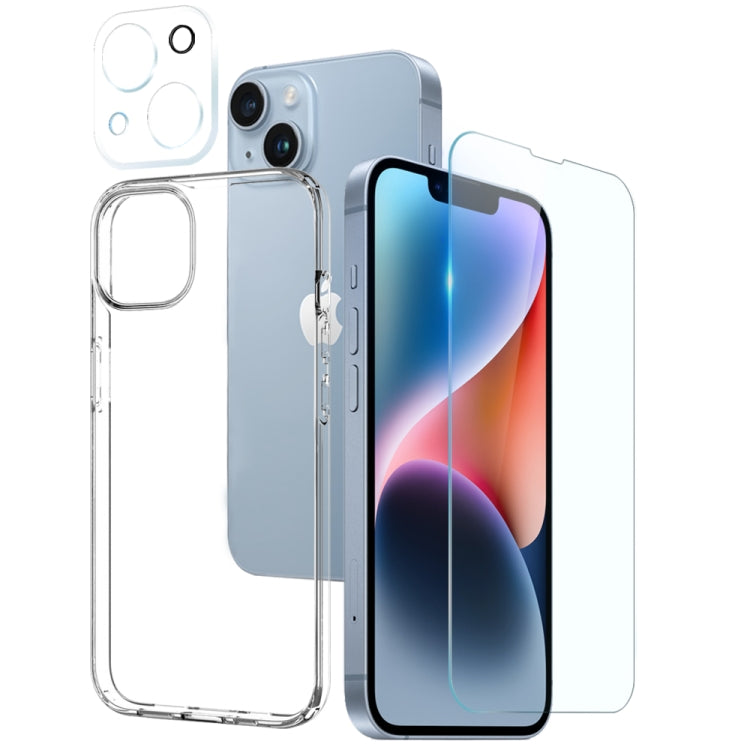 NORTHJO 3 in 1 TPU Clear Phone Case with Screen Film and Lens Film - For iPhone 17 / 16 / 15 / 14 / 13 / 12 Series