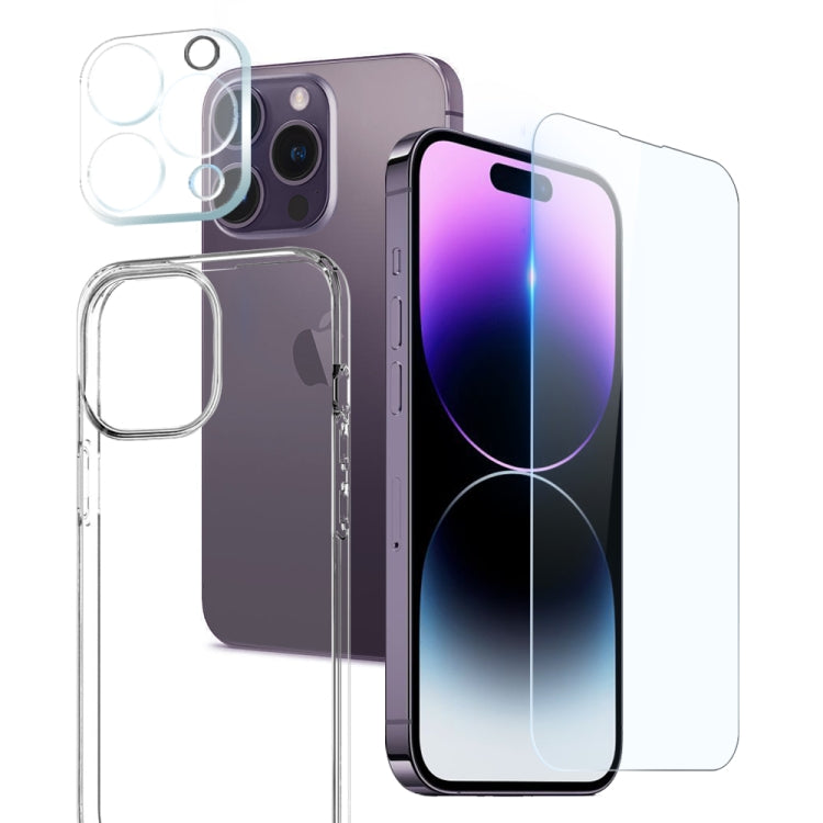 NORTHJO 3 in 1 TPU Clear Phone Case with Screen Film and Lens Film - For iPhone 17 / 16 / 15 / 14 / 13 / 12 Series