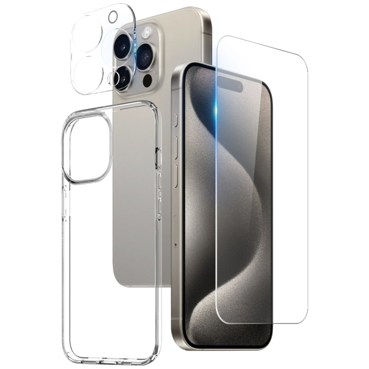 NORTHJO 3 in 1 TPU Clear Phone Case with Screen Film and Lens Film - For iPhone 17 / 16 / 15 / 14 / 13 / 12 Series