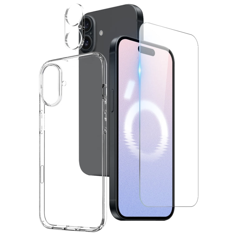 NORTHJO 3 in 1 TPU Clear Phone Case with Screen Film and Lens Film - For iPhone 17 / 16 / 15 / 14 / 13 / 12 Series