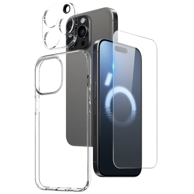 NORTHJO 3 in 1 TPU Clear Phone Case with Screen Film and Lens Film - For iPhone 17 / 16 / 15 / 14 / 13 / 12 Series