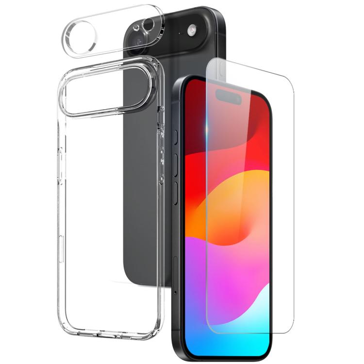 NORTHJO 3 in 1 TPU Clear Phone Case with Screen Film and Lens Film - For iPhone 17 / 16 / 15 / 14 / 13 / 12 Series