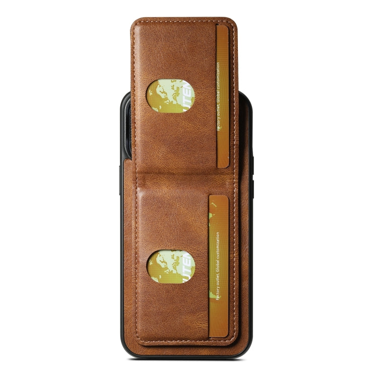 Suteni H03 Oil Wax PU Leather Wallet Stand Card Slot Back Phone Case - For iPhone 15 Pro Max - MosAccessories.co.uk