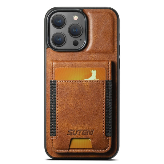 Suteni H03 Oil Wax PU Leather Wallet Stand Card Slot Back Phone Case - For iPhone 15 Pro - MosAccessories.co.uk