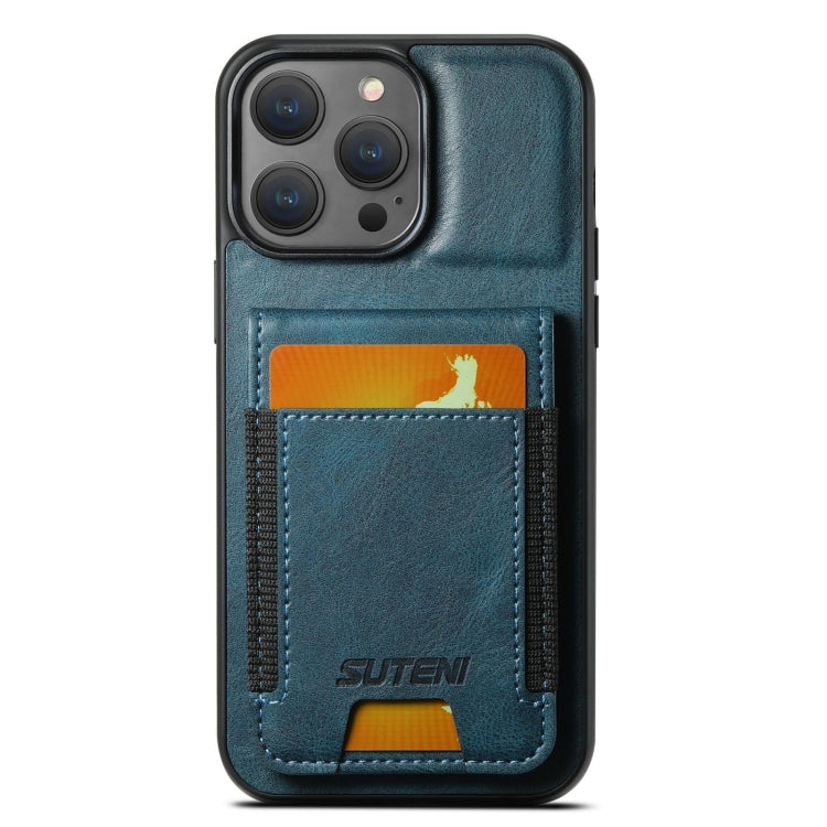 Suteni H03 Oil Wax PU Leather Wallet Stand Card Slot Back Phone Case - For iPhone 15 Pro - MosAccessories.co.uk