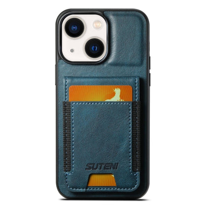 Suteni H03 Oil Wax PU Leather Wallet Stand Card Slot Back Phone Case - For iPhone 14 Plus - MosAccessories.co.uk