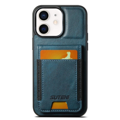 Suteni H03 Oil Wax PU Leather Wallet Stand Card Slot Back Phone Case - For iPhone 12 / 12 Pro - MosAccessories.co.uk
