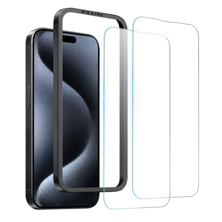 NORTHJO 2pcs Tempered Glass Film with Installation Frame - For iPhone 15 Pro - MosAccessories.co.uk