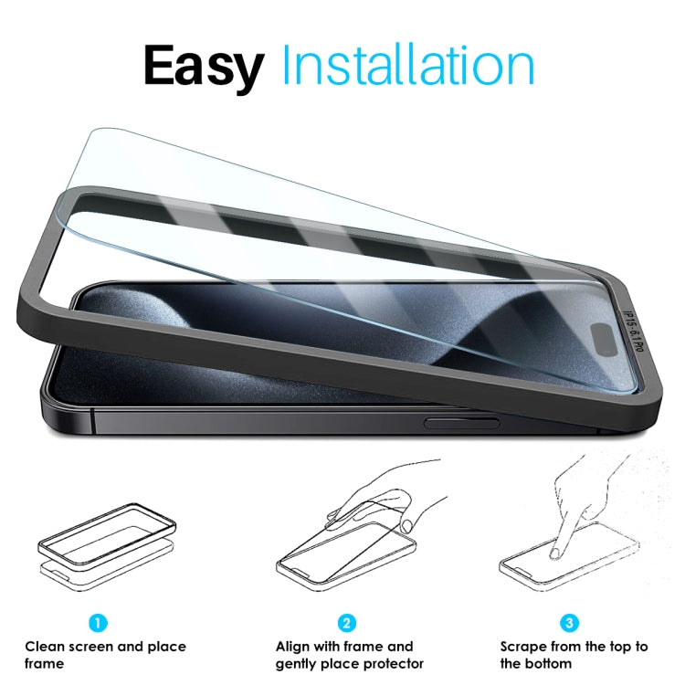 NORTHJO 2pcs Tempered Glass Film with Installation Frame - For iPhone 15 Pro - MosAccessories.co.uk