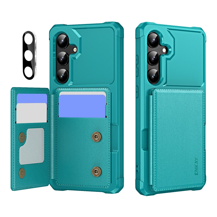 ENKAY Hat-Prince Card Slot Wallet TPU Back PU Leather Phone Case with Lens Film - For Samsung Galaxy A55 / A35 / S24 Ultra / S24+