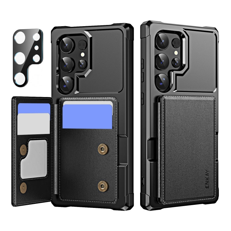 ENKAY Hat-Prince Card Slot Wallet TPU Back PU Leather Phone Case with Lens Film - For Samsung Galaxy A55 / A35 / S24 Ultra / S24+