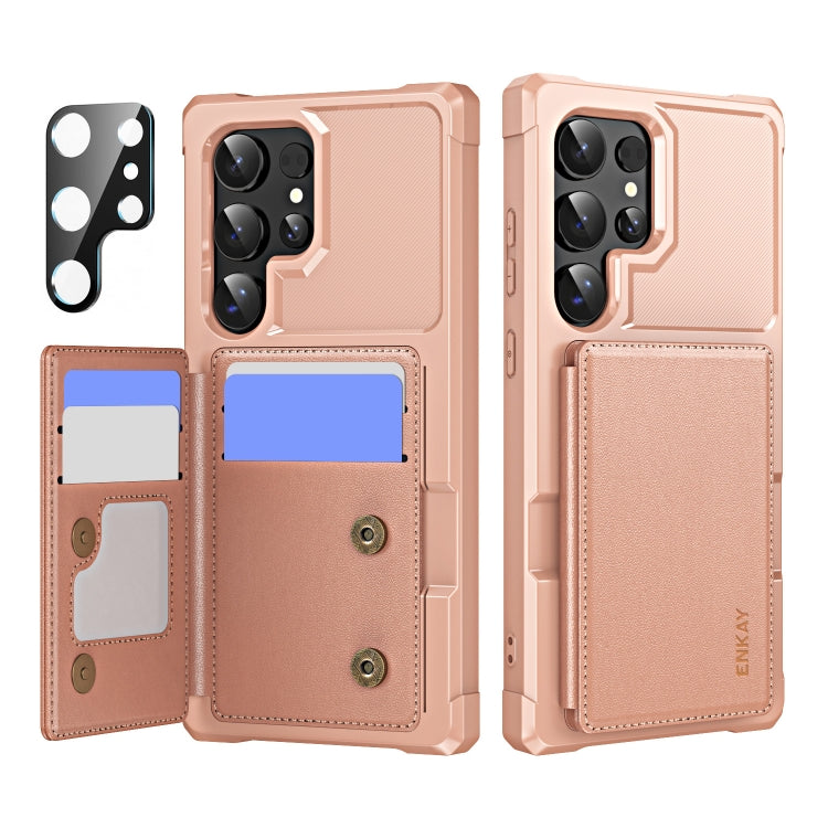ENKAY Hat-Prince Card Slot Wallet TPU Back PU Leather Phone Case with Lens Film - For Samsung Galaxy A55 / A35 / S24 Ultra / S24+