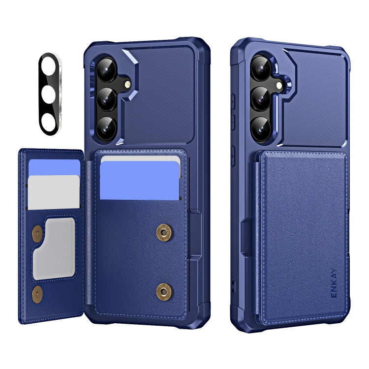 ENKAY Hat-Prince Card Slot Wallet TPU Back PU Leather Phone Case with Lens Film - For Samsung Galaxy A55 / A35 / S24 Ultra / S24+