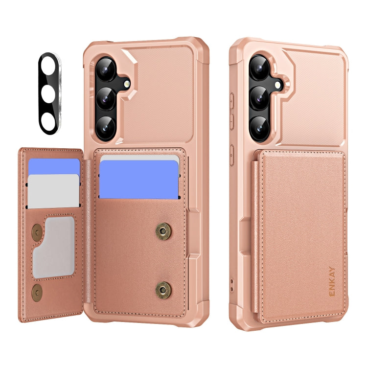 ENKAY Hat-Prince Card Slot Wallet TPU Back PU Leather Phone Case with Lens Film - For Samsung Galaxy A55 / A35 / S24 Ultra / S24+