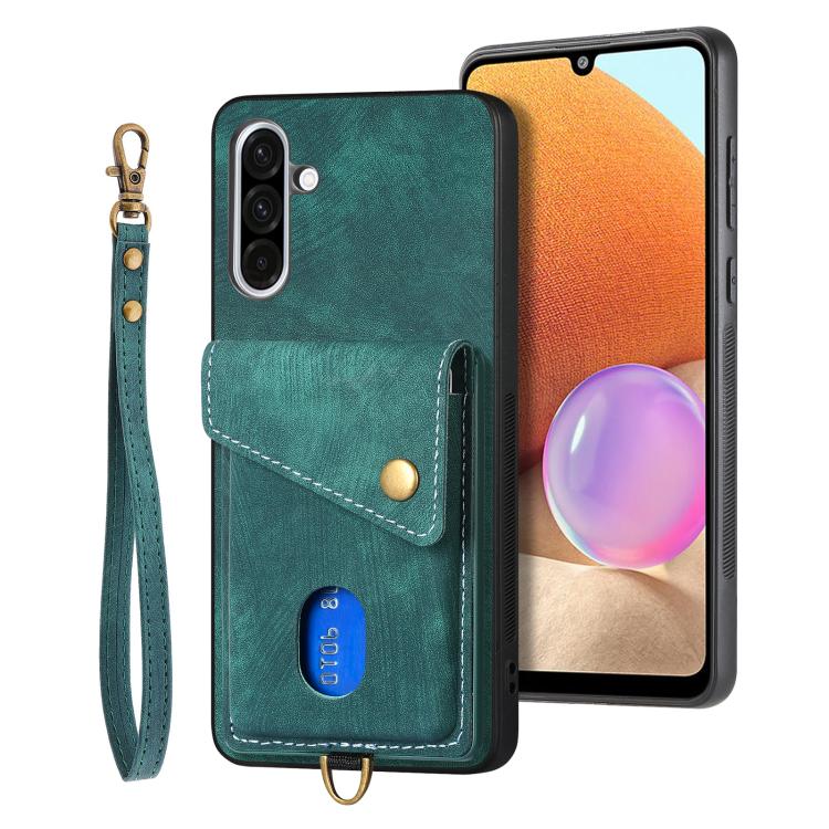 Retro Card Wallet Fold PU Leather Phone Case with Strap - For Samsung Galaxy S25 Edge / S25 / A56 / A36