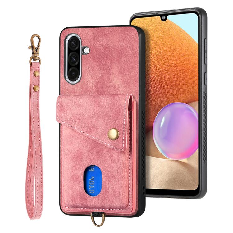 Retro Card Wallet Fold PU Leather Phone Case with Strap - For Samsung Galaxy S25 Edge / S25 / A56 / A36
