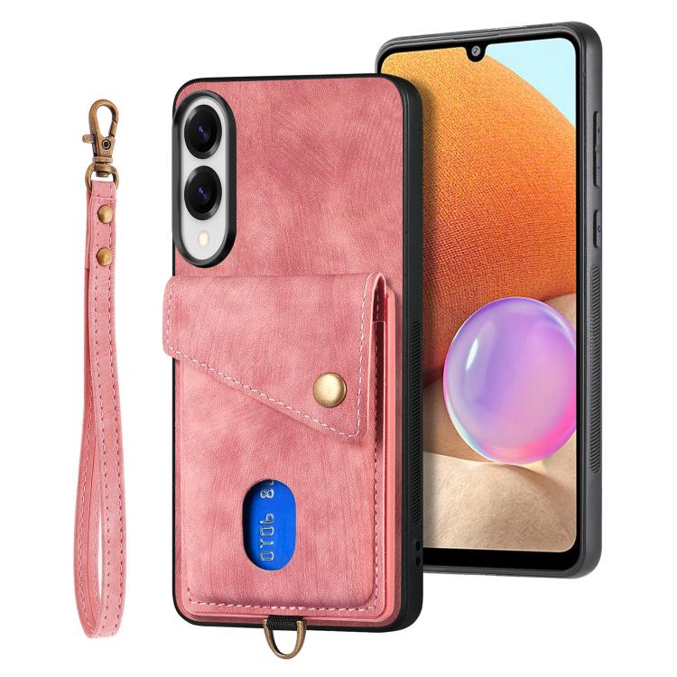 Retro Card Wallet Fold PU Leather Phone Case with Strap - For Samsung Galaxy S25 Edge / S25 / A56 / A36