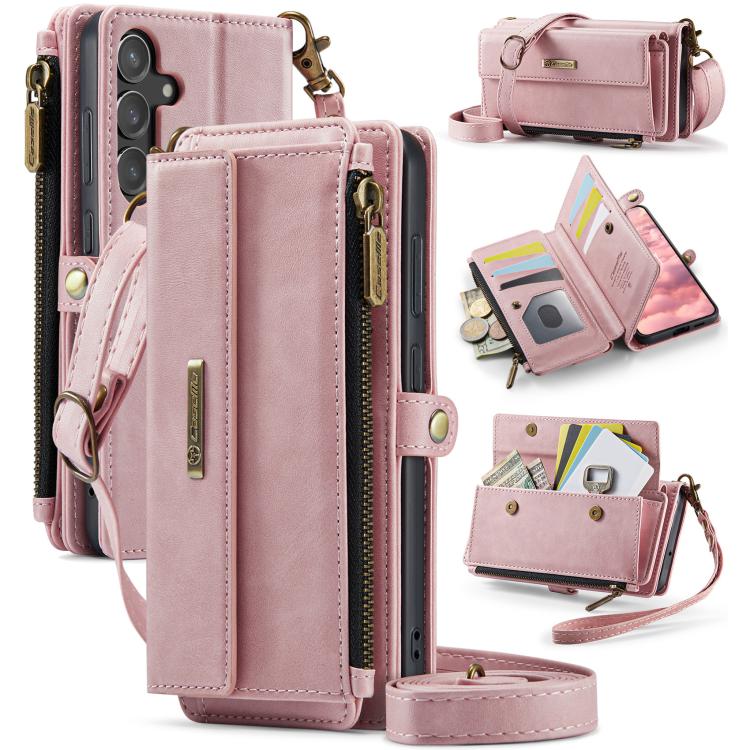 CaseMe RFID Blocking Zipper Wallet PU Leather Phone Case with Crossbody Strap - For Samsung Galaxy S23 FE / A54 / S23 Ultra / S23+