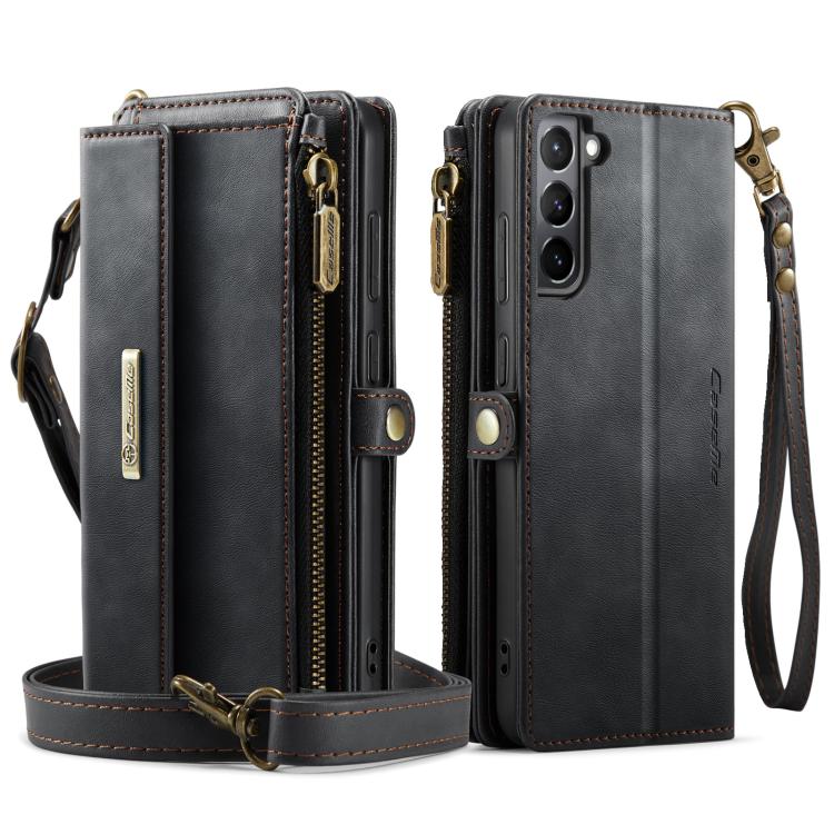 CaseMe RFID Blocking Zipper Wallet PU Leather Phone Case with Crossbody Strap - For Samsung Galaxy S21+ / S21 Ultra / S20 FE / S20 Ultra
