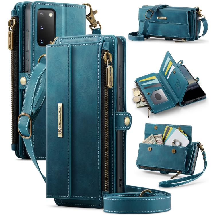 CaseMe RFID Blocking Zipper Wallet PU Leather Phone Case with Crossbody Strap - For Samsung Galaxy S20+ / S20 / S25 / S24 / S25+ / S24+