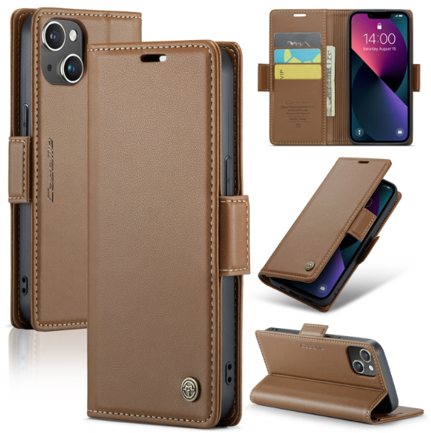 CaseMe Butterfly Buckle Litchi Texture RFID Anti-theft Wallet Case - For iPhone 13 - mosaccessories