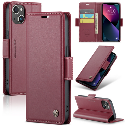 CaseMe Butterfly Buckle Litchi Texture RFID Anti-theft Wallet Case - For iPhone 13 - mosaccessories